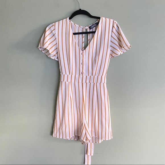 Crystal Sky Pants - Crystal Sky Striped Short Sleeve Romper Size 3